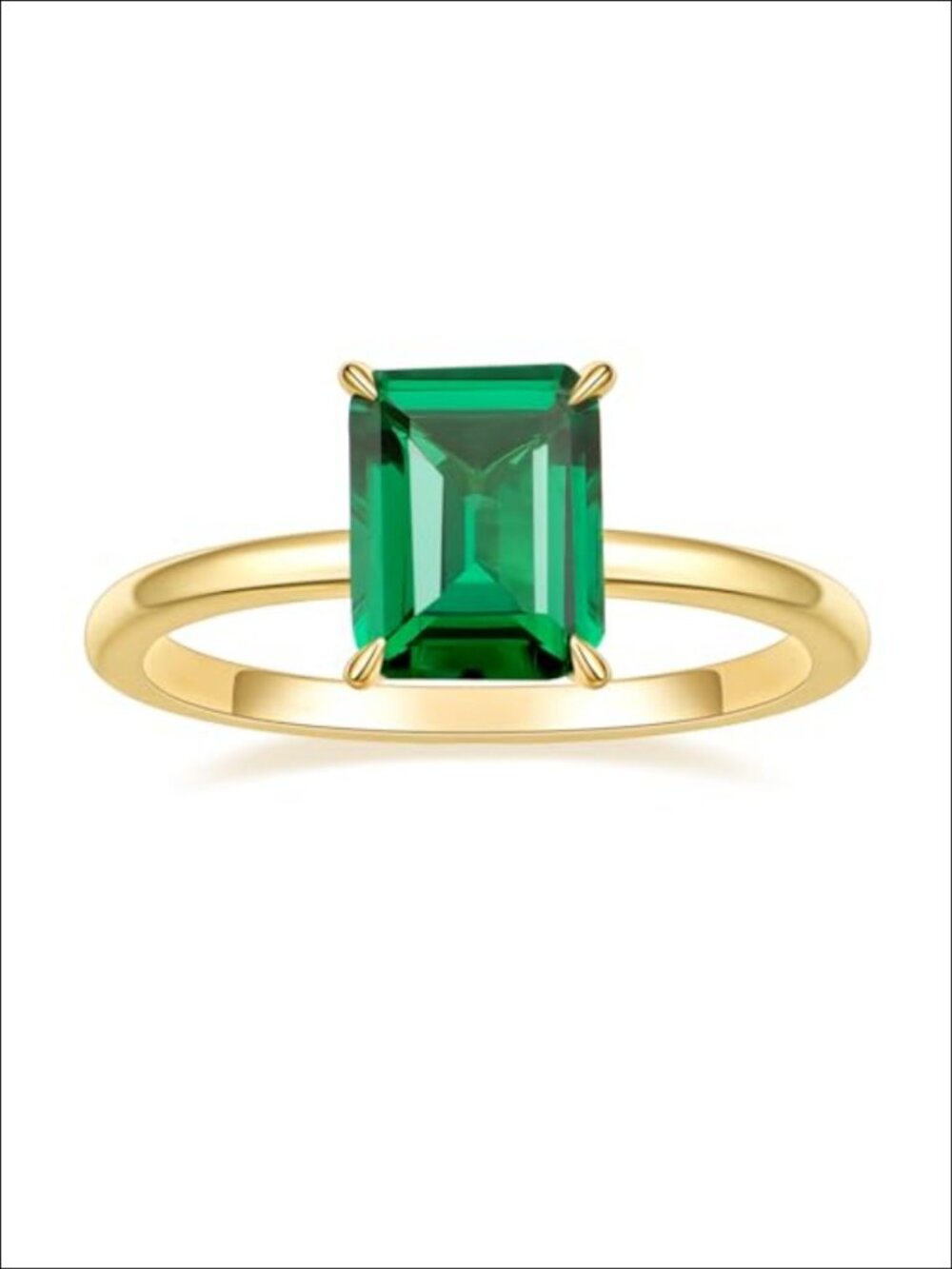 3CT Created Green Emerald 14K Gold Plated Wedding Band Ring for Her